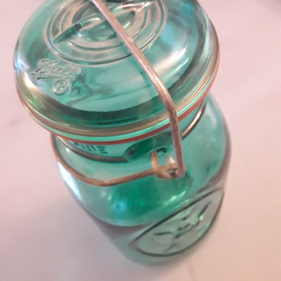 Ball Mason Jar Teal Blue Glass with Lid Wide Mouth - Picture 7 of 16